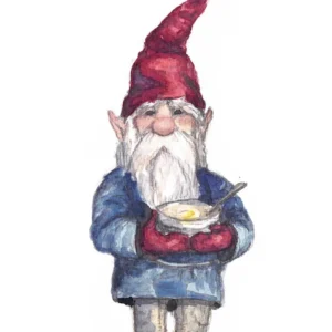 Tomte Nisse Gnome 5 x 7 Art Print - yule decor - Holiday Card - Forest Christmas